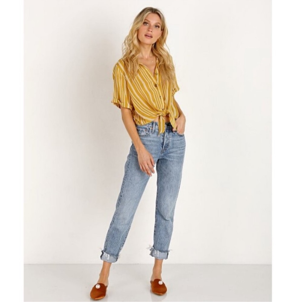 Faithfull The Brand Toulin Stripe Yellow Shirt